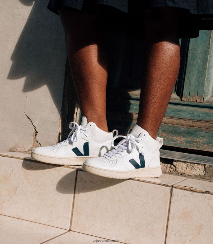 Veja hr muškarci v-15 koža bijeli nautico cipele BZ0B8687